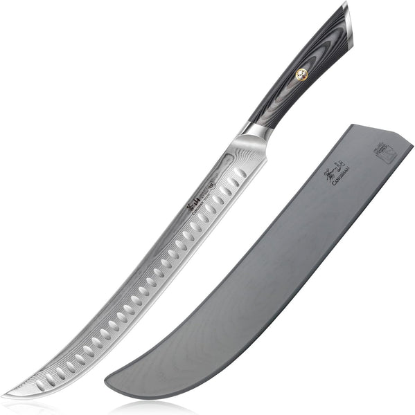 Butcher Knife with sheath on a white background