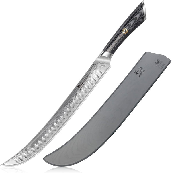 Butcher Knife with sheath on a white background