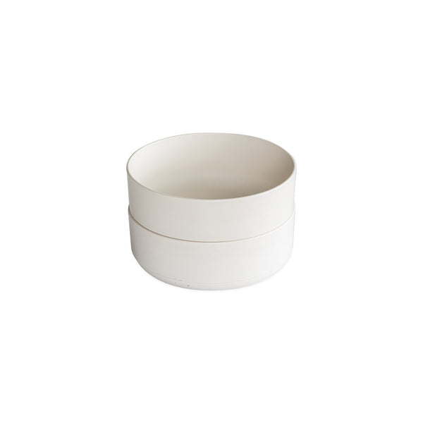 2 white stacked bowls on a white background