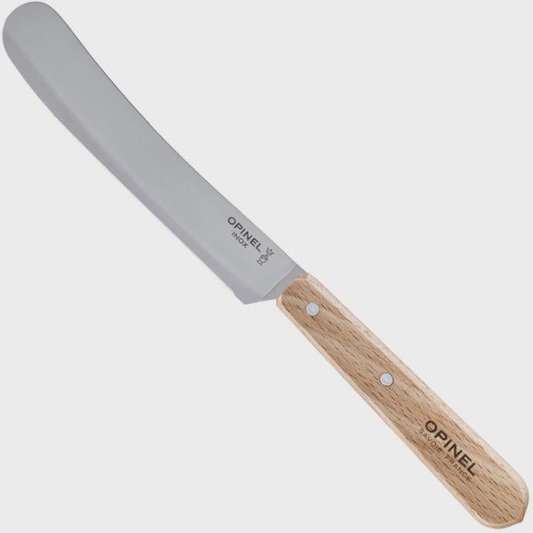 Opinel knife with wooden handle on a white background