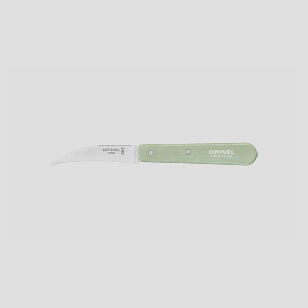 Sage Opinel knife on a light gray background